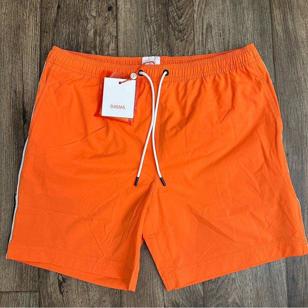 SWIMS Saline Luxury Swim Board Short with Piuch Men's Size L Orange